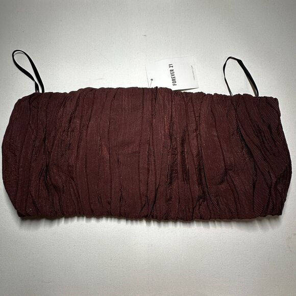 Forever 21 Bubble Bandeau Top Tube Womens Medium Dark Cocoa Festival NWT - Picture 5 of 9